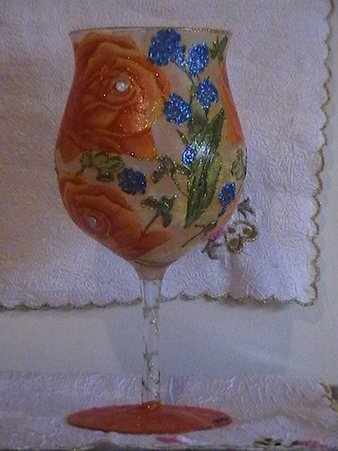Handmade Glass גביע שושנים  